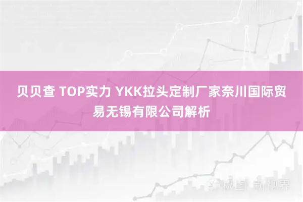 贝贝查 TOP实力 YKK拉头定制厂家奈川国际贸易无锡有限公司解析